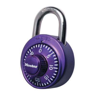 Purple Dial Combination Lock with Aluminum Cover, 1-7/8 in Wide