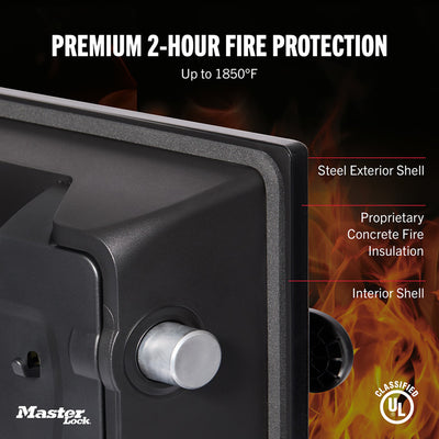 Master Lock Black Premium 2-Hour Fireproof Safe with Digital Keypad, .82 cu-ft