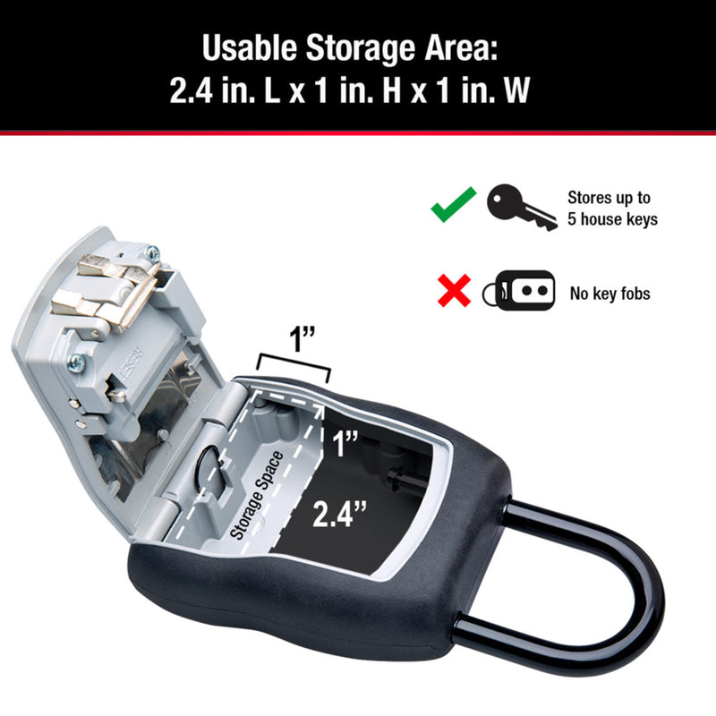 Lock Box for Keys, Over-the-Knob Design, 3-1/4 in x 6-1/4 in