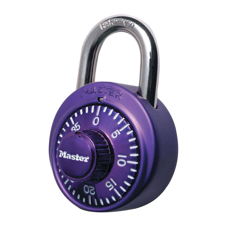 Combination Dial Padlock with Aluminum Cover; 1526D; Purple