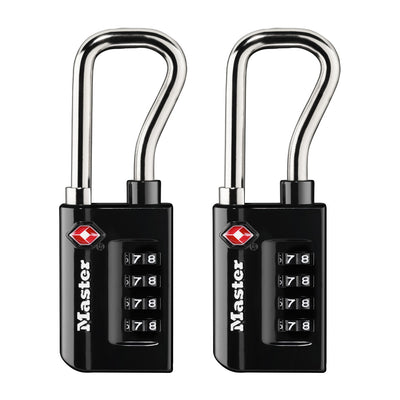 Metal TSA Lock with Extended Reach Shackle, 1 5/16 in. Wide, 2 Pack