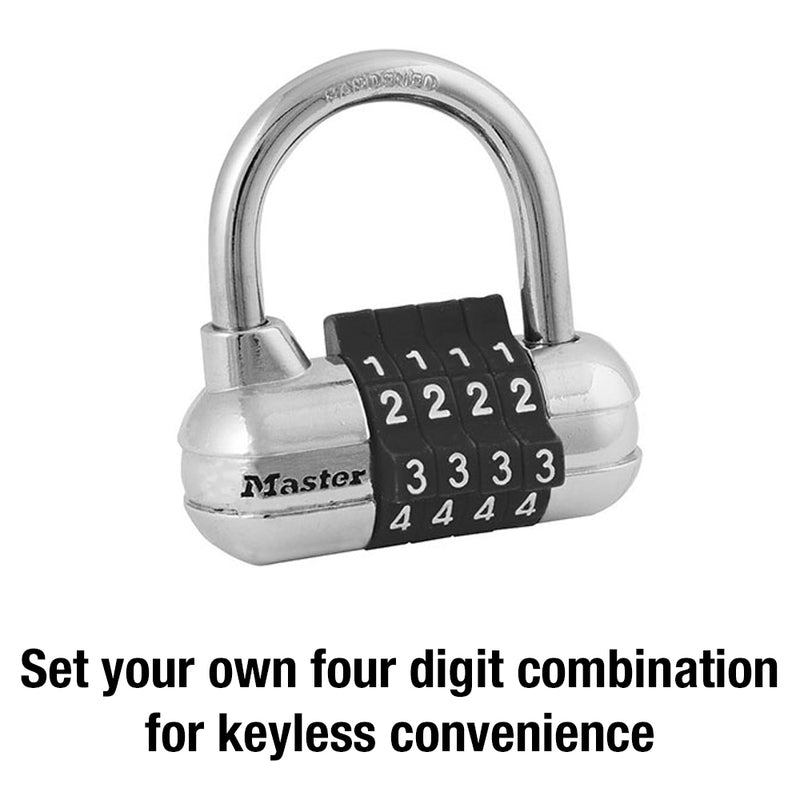 Chrome Combination Lock, Set Your Own Combo, 2 1/2 in Wide