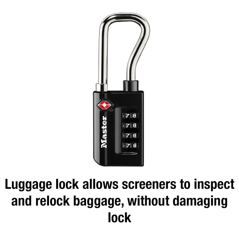 Metal TSA Lock with Extended Reach Shackle, 1 5/16 in. Wide