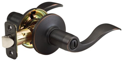 Wave Style Lever Bed and Bath Door Knob; Aged Bronze