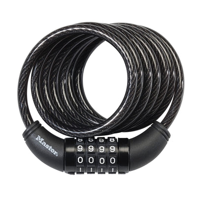 Combination Braided Steel Cable Lock, 6 ft x 5/16 in