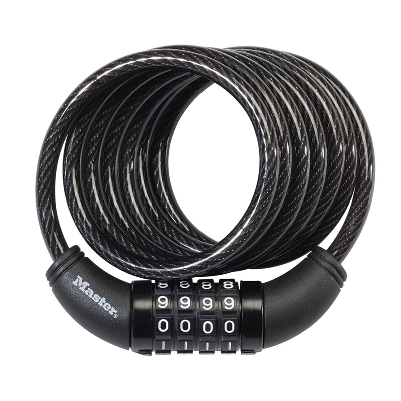 Combination Braided Steel Cable Lock, 6 ft x 5/16 in