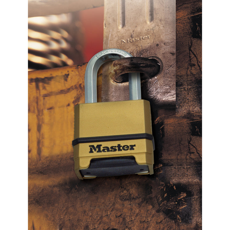 Magnum Heavy Duty Solid Body Combination Lock, 2 in Wide with 1-1/2 in Shackle