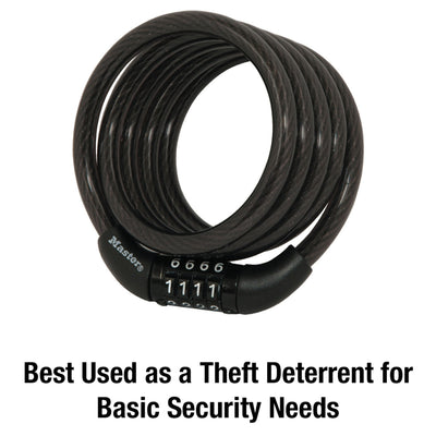 Preset Combination Cable Lock, 4 ft x 5/16 in