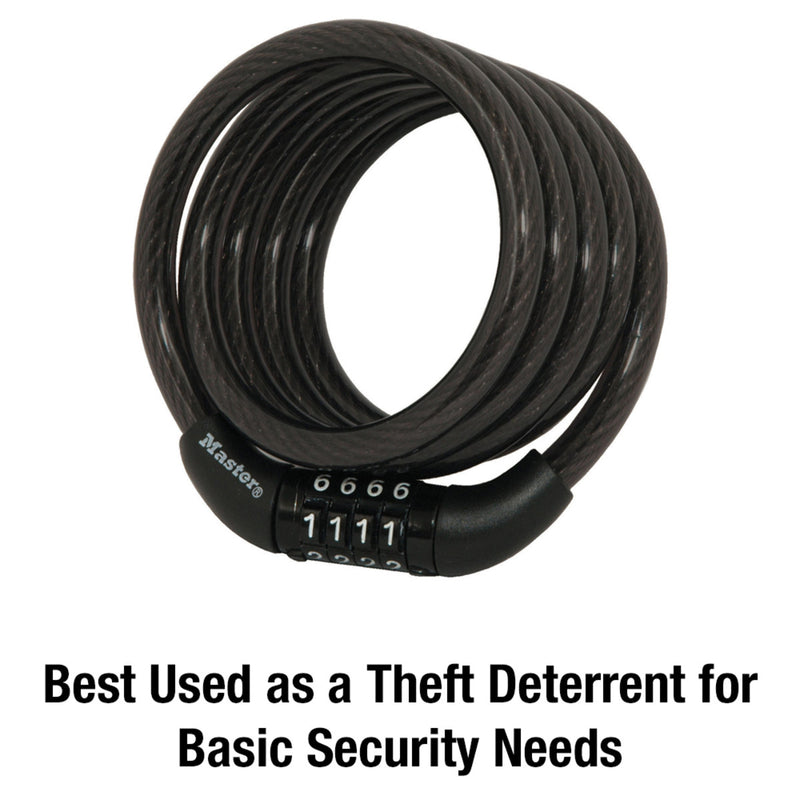 Preset Combination Cable Lock, 4 ft x 5/16 in