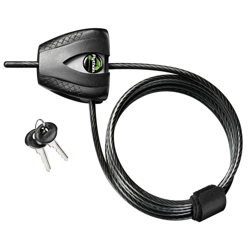 Silver/Black Adjustable Python Braided Steel Cable Lock, 6 ft x 3/16 in