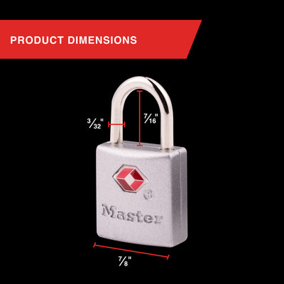 TSA Lock with Solid Metal Body, 7/8 in Wide