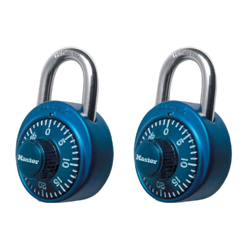 Standard Dial Combination Lock Locker Lock, Assorted Colors, 1-9/16 in Wide, 2-Pack