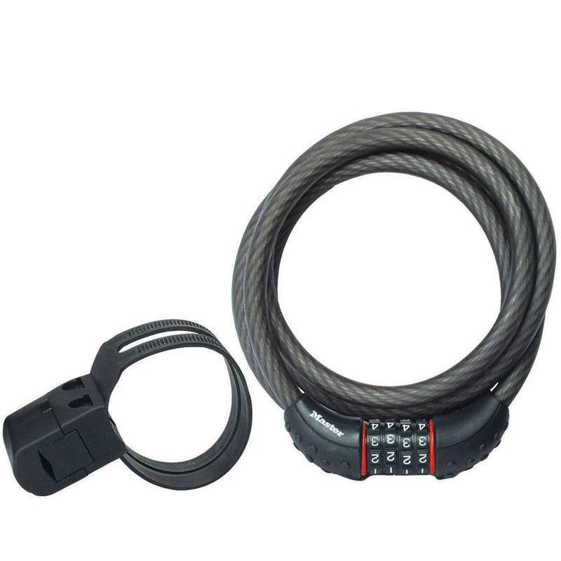 Combination Braided Steel Cable Lock, 6 ft x 1/2 in