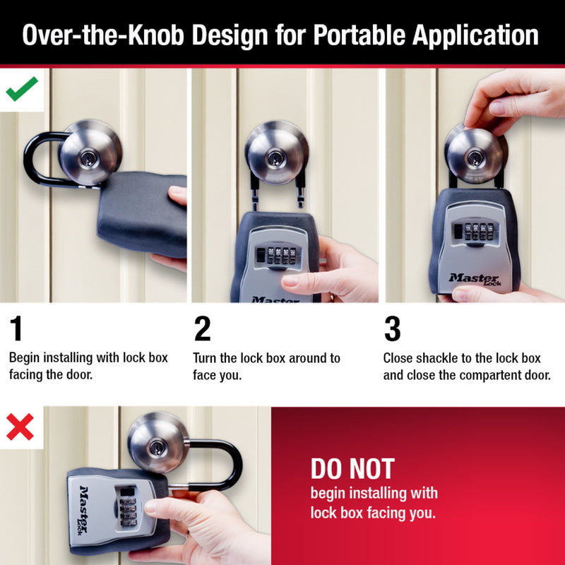 Lock Box for Keys, Over-the-Knob Design, 3-1/4 in x 6-1/4 in
