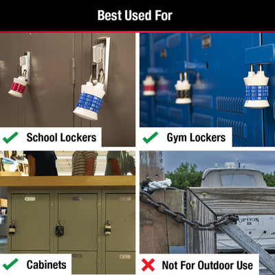 WORD Combination Lock, Assorted Colors, 1-1/2 in Wide