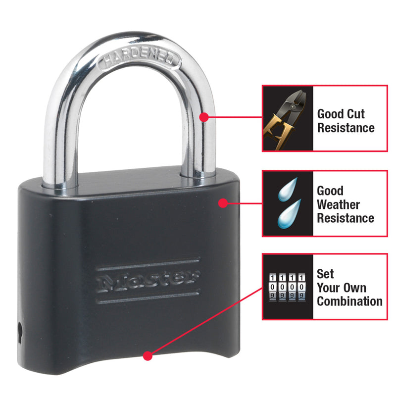 Black Solid Body Set Your Own Combination Lock, 2 in Wide