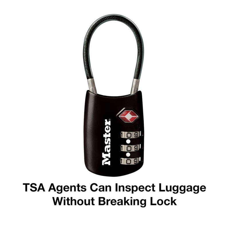 Flexible Shackle Set Your Own Combination TSA Lock, Assorted Colors, 1-3/16 in Wide