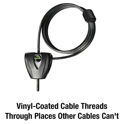 Silver/Black Adjustable Python Braided Steel Cable Lock, 6 ft x 3/16 in