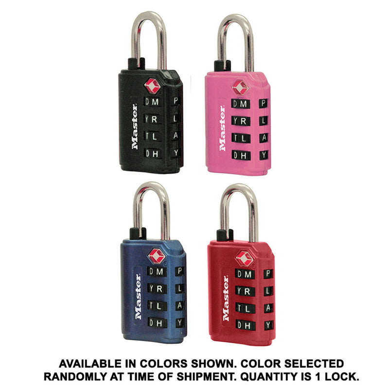 Set Your Own WORD Combination TSA Lock, Assorted Colors, 1-3/8 in Wide