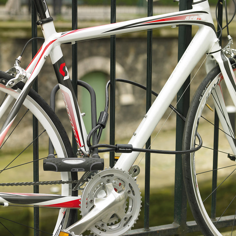 Heavy Duty Hardened Steel U-Lock with Cable, 6in Wide, 11in Shackle