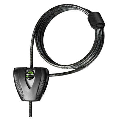 Silver/Black Adjustable Python Braided Steel Cable Lock, 6 ft x 3/16 in