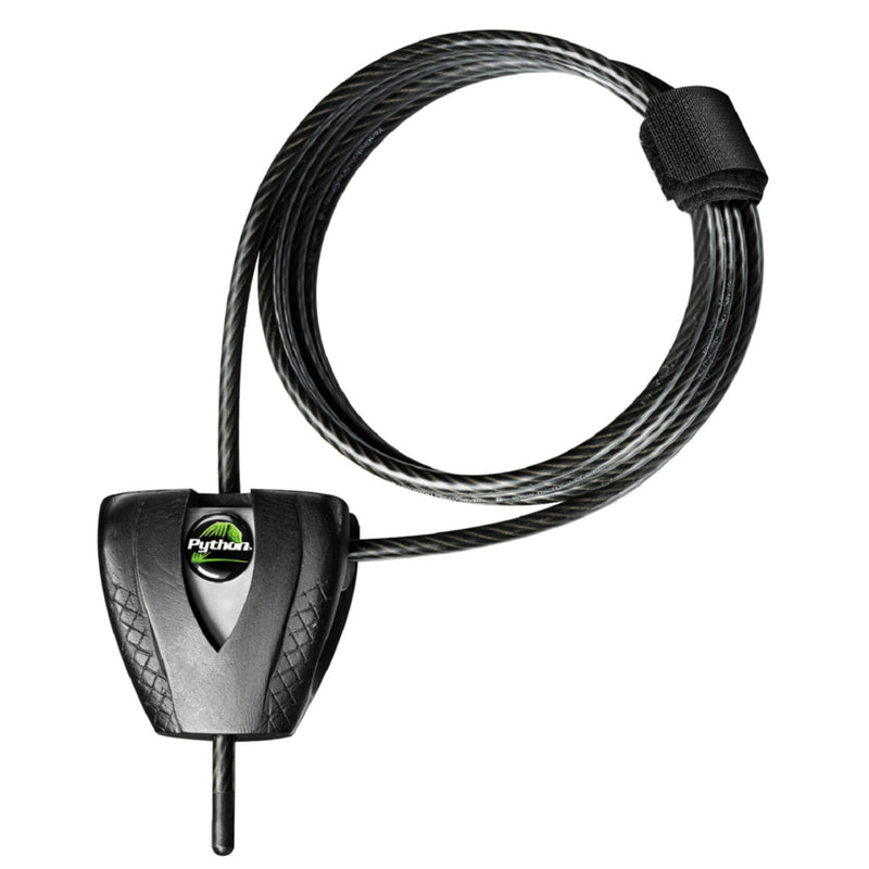 Silver/Black Adjustable Python Braided Steel Cable Lock, 6 ft x 3/16 in