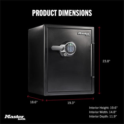 Master Lock Black Premium 2-Hour Fireproof Safe with Digital Keypad, 2.0 cu-ft