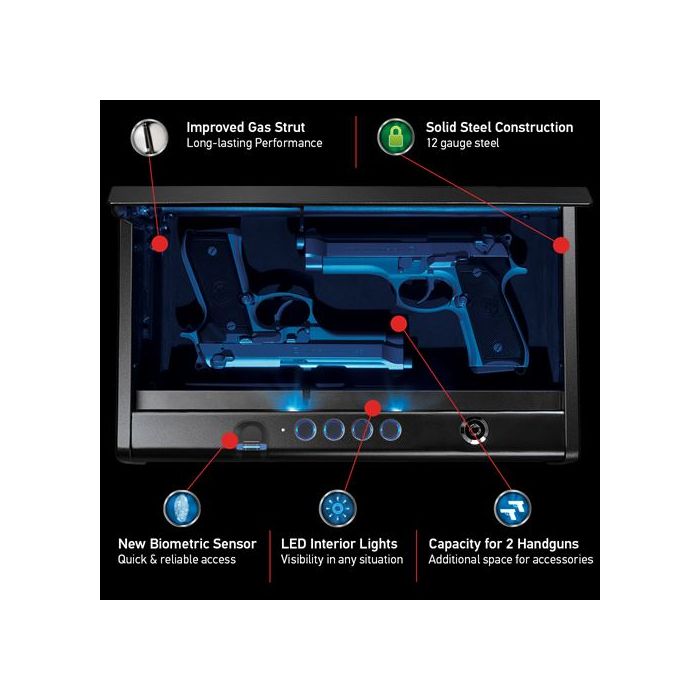 QAP2BLX XL Quick Access Biometric Pistol Safe with Lights