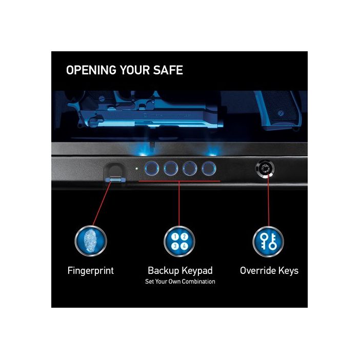 QAP2BLX XL Quick Access Biometric Pistol Safe with Lights