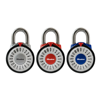 Magnification Combination Dial Padlock 1588D; 6-Pack; Assorted Colors